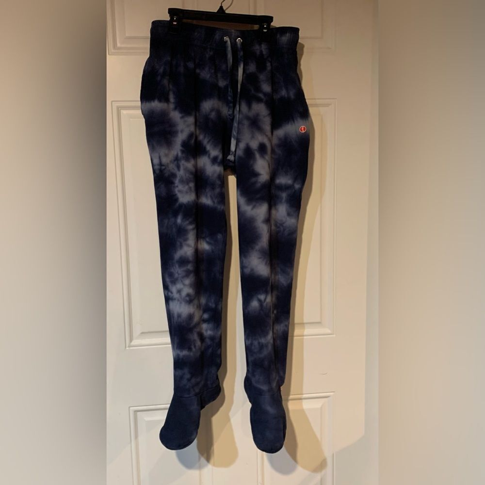 Blue and White Tie-Dye Joggers with Stretchy Comfort
